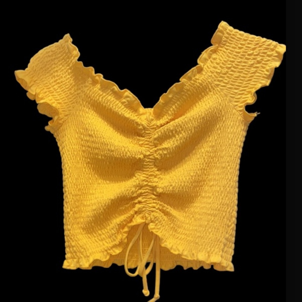 3/$10 Yellow Ruched Top - Picture 2 of 3